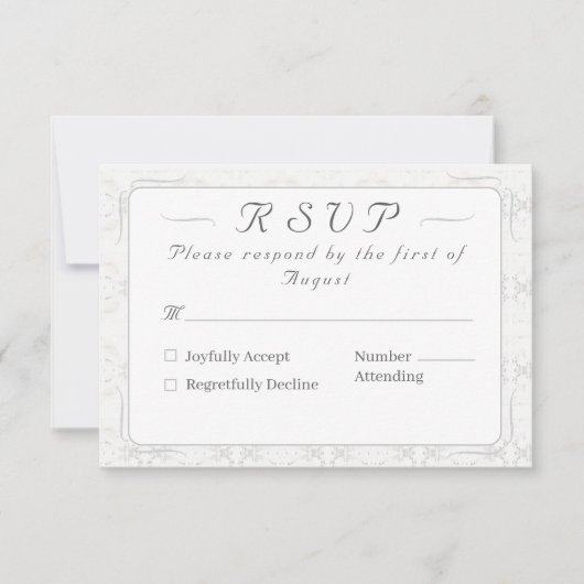  Witte Kant Katholieke bruiloft RSVP Kaartje (Voorkant)