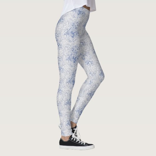 Witte kant, kunstblauw of uw eigen kleur leggings (Rechts)