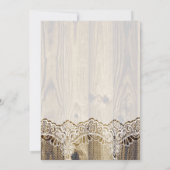 Witte kant, lint & zonnebloemen op houten huwelijk kaart (Achterkant)