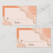 Witte kant met parels koraal bruiloft plaats kaart plaatskaartje (Voorkant / Achterkant)