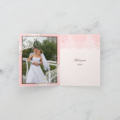 Witte kant met roze parels bruiloft Dank je wel Bedankkaart (Binnen)