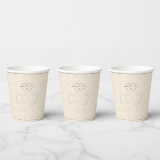  witte kant monogrammed bruiloft papieren bekers (Multi)
