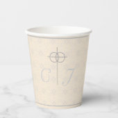  witte kant monogrammed bruiloft papieren bekers (Voorkant)