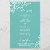 Witte Kant op Aqua Blauwgroen Budget Bruiloft Prog (Achterkant)
