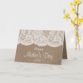 Witte kant op bijtende boezem Moederdag Kaart (Gele Bloem)