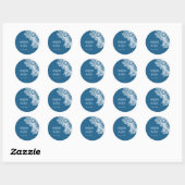 Witte kant op blauwe bruiloft ronde sticker (Vel)