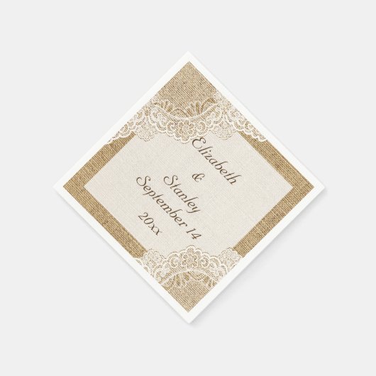 Witte kant op bolap-huwelijk servetten (Hoek)