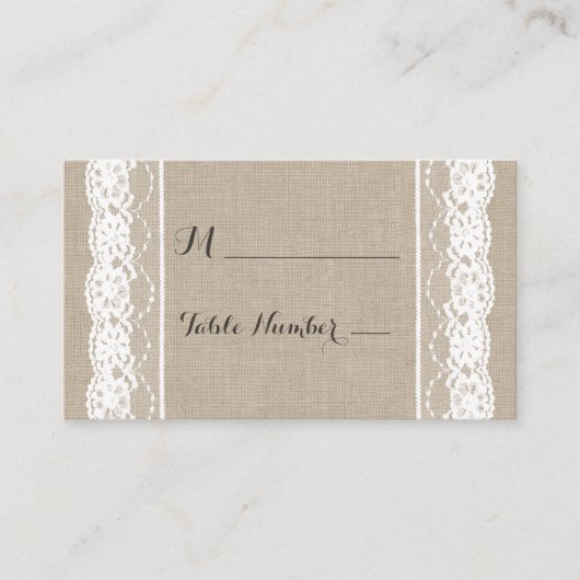 Witte kant op Burlap-kaart Plaatskaartje (Voorkant)