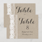Witte kant op Burlap-tabelnummer Briefkaart (Voorkant / Achterkant)