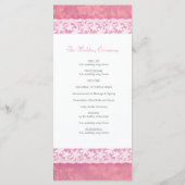 Witte kant op de rackkaart van het coraalroze brui programmakaart (Achterkant)