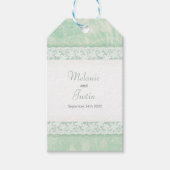 Witte kant op groene bruiloft voor labels cadeaulabel (Voorkant)