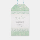 Witte kant op groene bruiloft voor labels cadeaulabel (Achterkant)