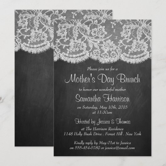 Witte kant op het bord Moederdag Brunch Kaart (Voorkant / Achterkant)