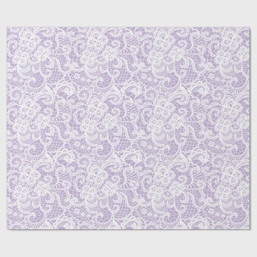 Witte kant op lavender cadeaupapier (Vlak)