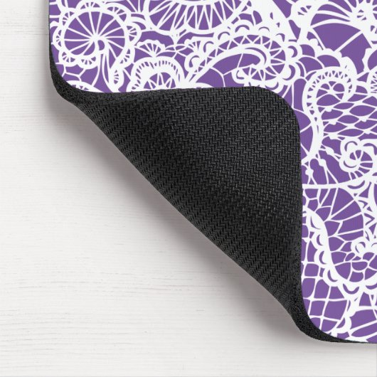 Witte kant op Paars Muismat (Hoek)