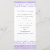 Witte kant op paarse trouwrackkaart programmakaart (Achterkant)