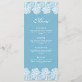 Witte kant op pastelblauw Classic Menu (Voorkant)