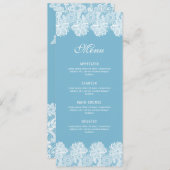 Witte kant op pastelblauw Classic Menu (Voorkant / Achterkant)