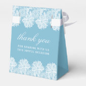 Witte kant op pastelblauwe dooptent bedankdoosjes (Achterkant)