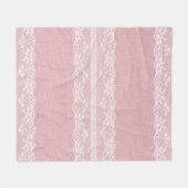 Witte kant op pastroze linnen textuur fleece deken (Voorkant (Horizontaal))