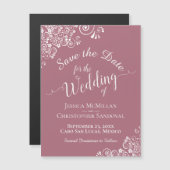 Witte kant op robuust Roos Save the Date Magnet (Voorkant / Achterkant)