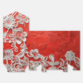 Witte kant op rood bedankdoosjes (Ongevouwen)