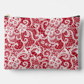 Witte kant op rood etui (Voorkant)