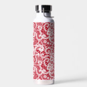 Witte kant op rood waterfles (Links)