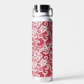 Witte kant op rood waterfles (Achterkant)