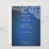 Witte kant op Royal Blue Dragonflies Kaart (Achterkant)