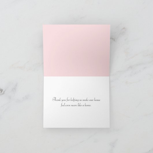 Witte kant op roze blos Dank je Bedankkaart (Binnen)