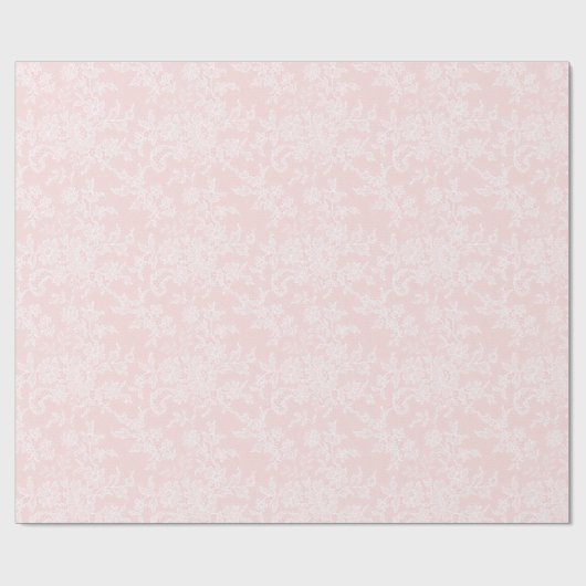 Witte kant op roze bruiloft cadeau inpakpapier (Vlak)