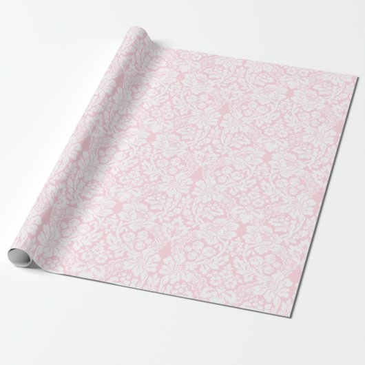 Witte kant op roze cadeaupapier (Uitgerold)