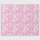 Witte kant op roze cadeaupapier (Vlak)