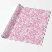 Witte kant op roze cadeaupapier (Uitgerold)