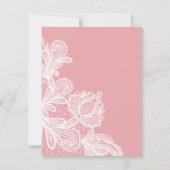 Witte kant op roze doop uitnodiging (Achterkant)