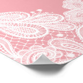 Witte kant op roze doop Welkom Poster (Hoek)