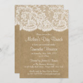 Witte kant op Rustic Kraft Moederdag Brunch Kaart (Voorkant / Achterkant)