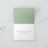 Witte kant op saliegroene bedankbrief bedankkaart (Binnen)