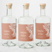 Witte kant op Terracotta bruiloft Likeurfles Etiket (Flessen)