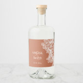 Witte kant op Terracotta bruiloft Likeurfles Etiket (Voorkant)