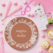 Witte kant op Terracotta bruiloft Papieren Bordje (Feest)