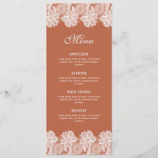 Witte kant op Terracotta Classic Menu (Voorkant)