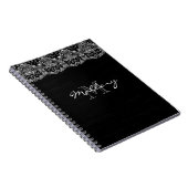 Witte kant op zwart notitieboek (Rechterzijde)