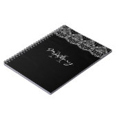 Witte kant op zwart notitieboek (Linkerzijde)