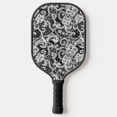 Witte kant op zwart pickleball paddle (Achterkant)