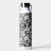 Witte kant op zwart waterfles (Voorkant)