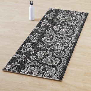 Witte Kant op Zwart Yogamat