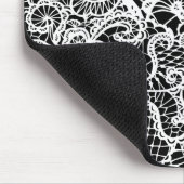 Witte kant op zwarte Muismat (Hoek)