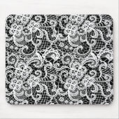 Witte kant op zwarte Muismat (Voorkant)